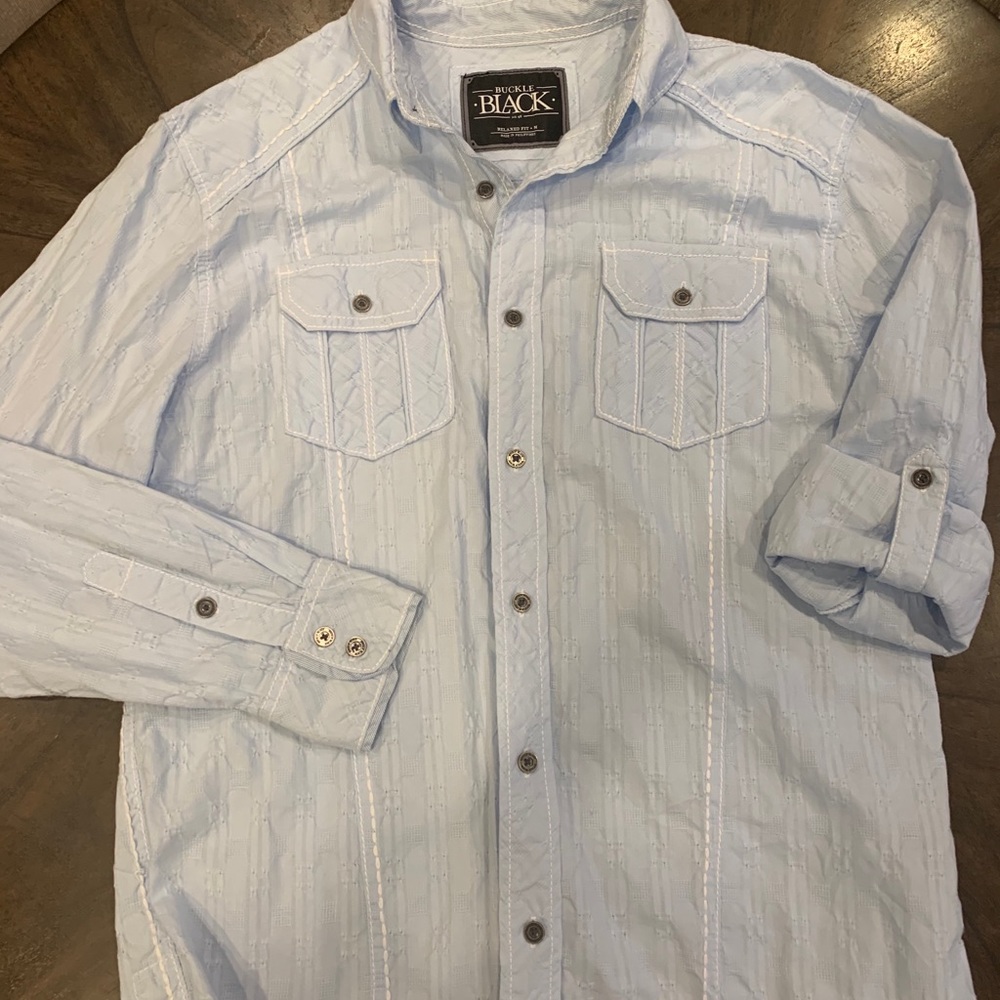 Buckle men’s button down contrast stitching